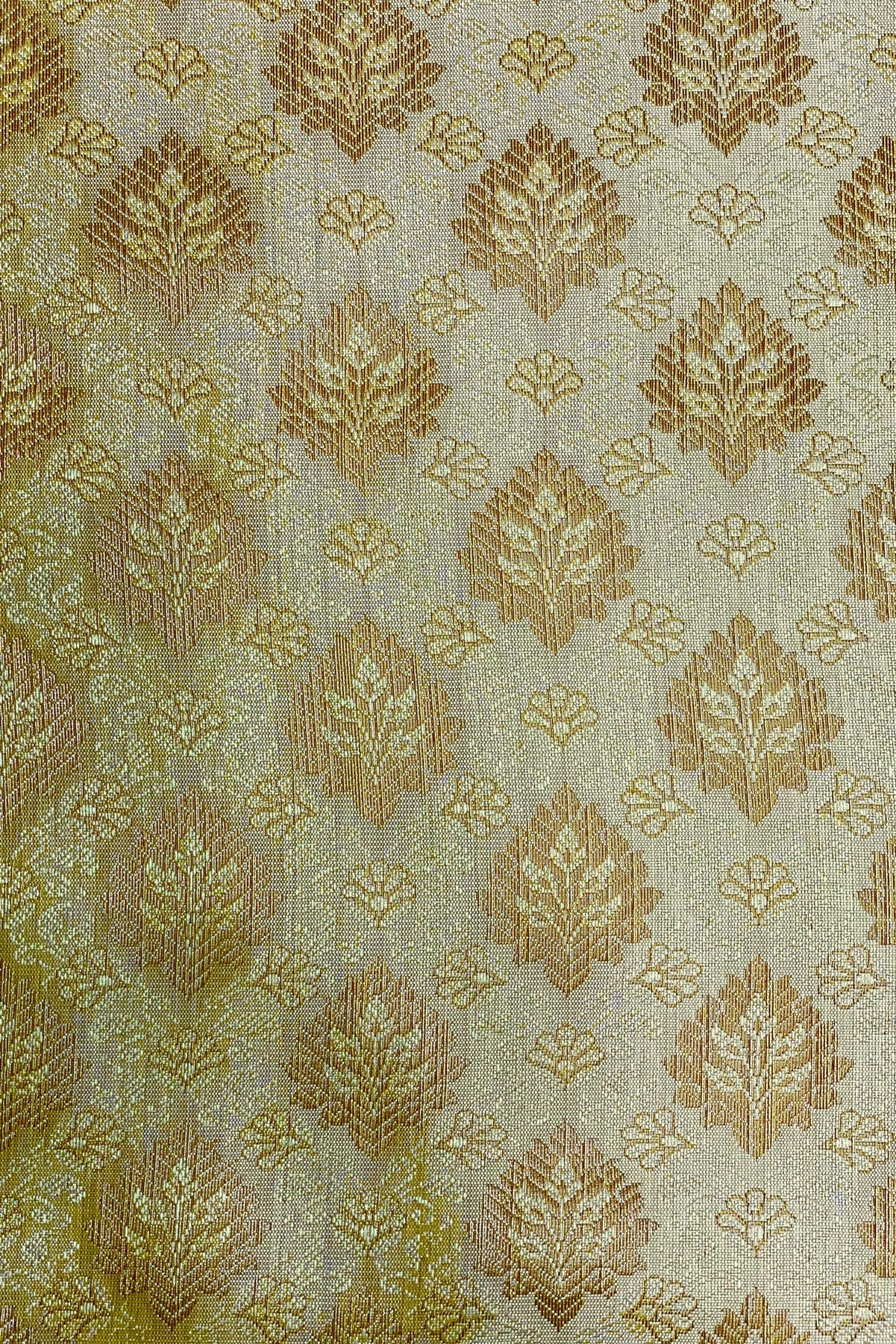 Cream Gold Silk Brocade JV-1455 Fabric