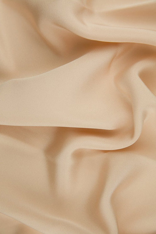 Cream Tan Silk 4-Ply Crepe Fabric