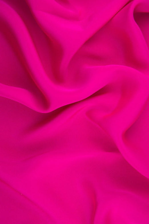 Shocking Pink Silk 4-Ply Crepe Fabric