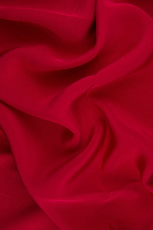 Crimson Red Silk 4-Ply Crepe Fabric