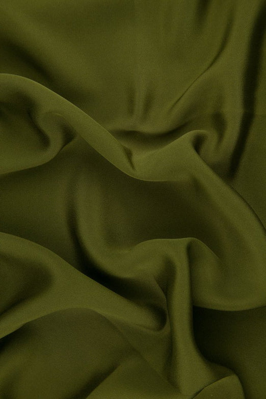 Army Green Silk 4-Ply Crepe Fabric