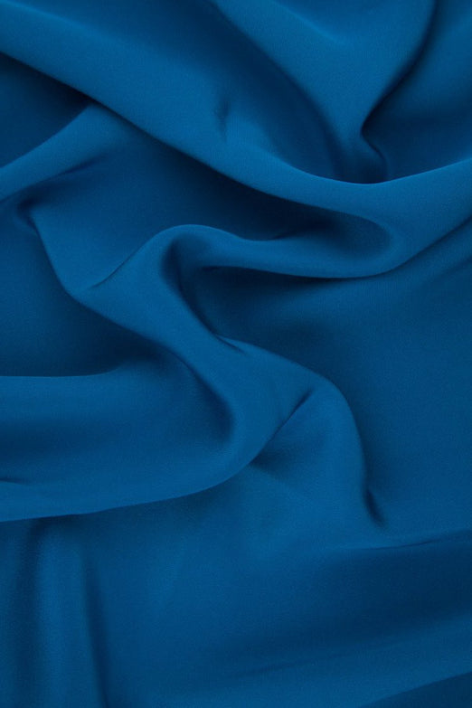 Blue-Green Silk 4-Ply Crepe Fabric