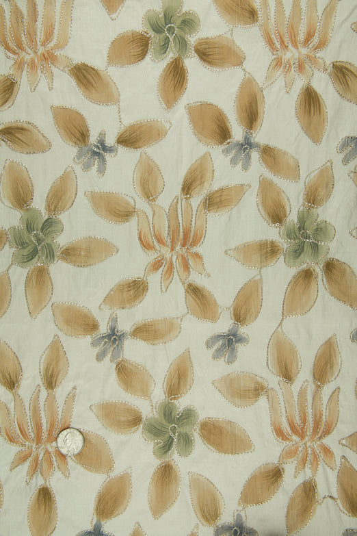 Embroidered Dupioni Silk MED-053/1 Fabric
