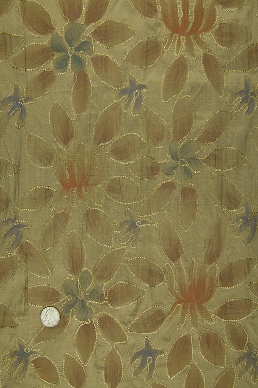 Embroidered Dupioni Silk MED-053/2 Fabric