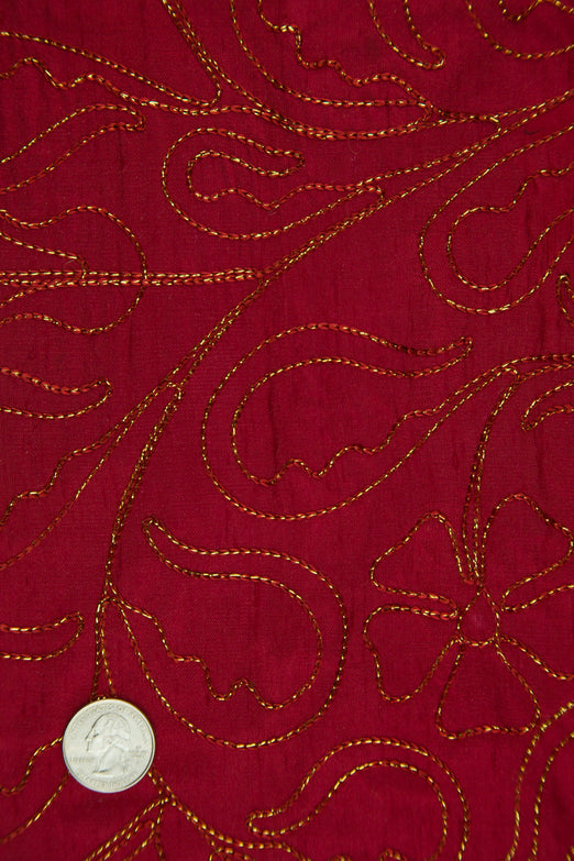 Embroidered Dupioni Silk MED-059 Fabric