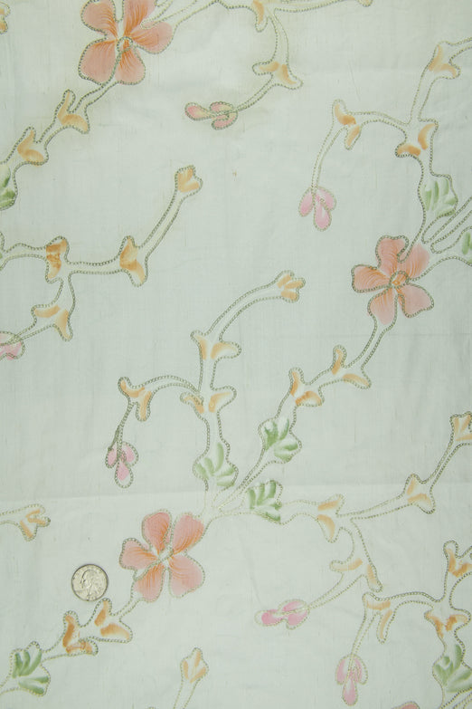 Embroidered Dupioni Silk MED-065 Fabric