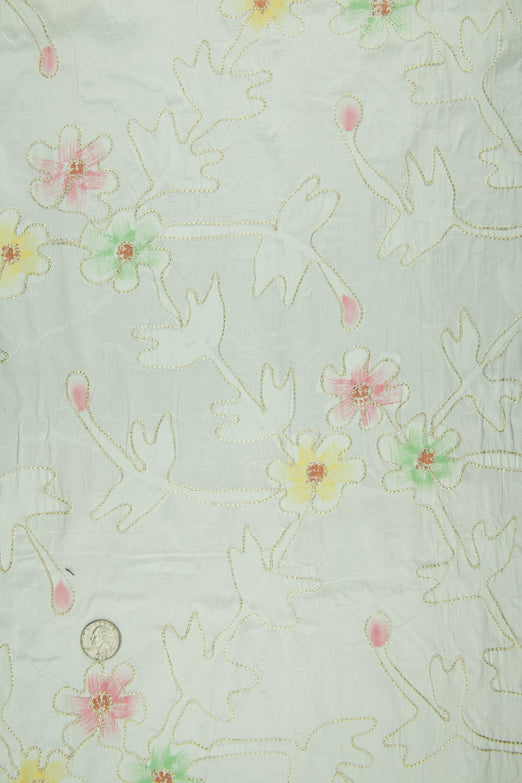 Embroidered Dupioni Silk MED-081 Fabric