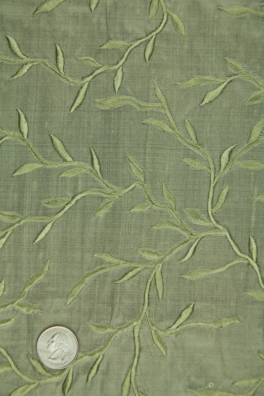 Embroidered Dupioni Silk MED-086-18 Fabric