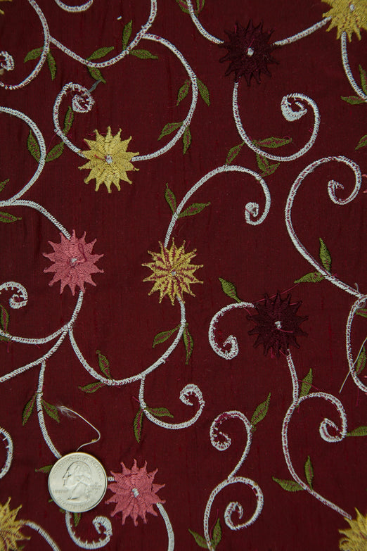 Embroidered Dupioni Silk MED-102/2 Fabric
