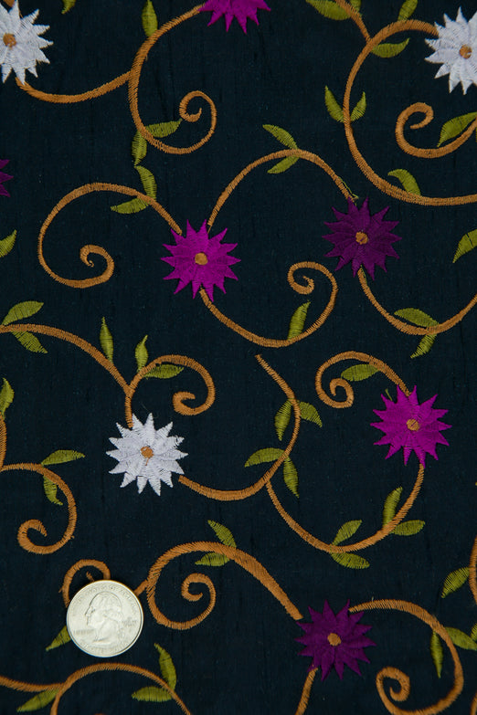 Embroidered Dupioni Silk MED-102/3 Fabric