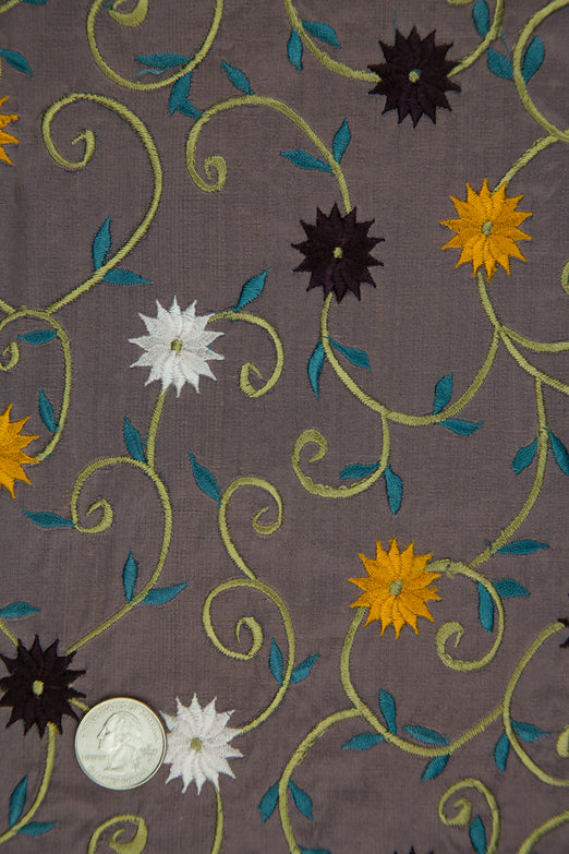 Embroidered Dupioni Silk MED-102/4 Fabric