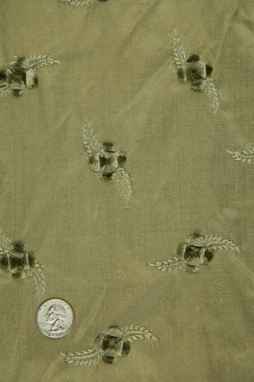 Embroidered Dupioni Silk MED-140 Fabric
