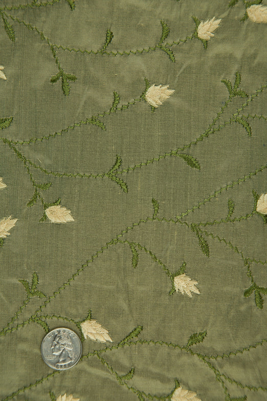 Embroidered Dupioni Silk MED-146 Fabric