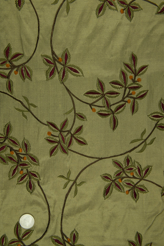 Embroidered Dupioni Silk MED-157 Fabric