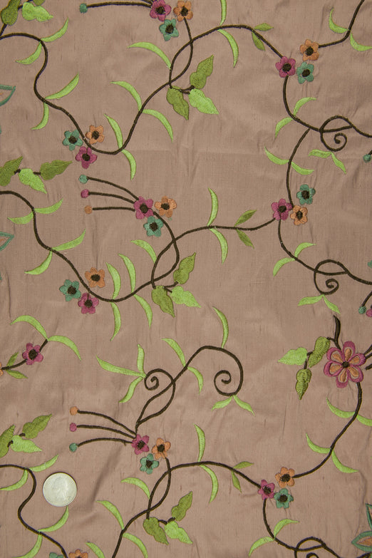 Embroidered Dupioni Silk MED-158 Fabric