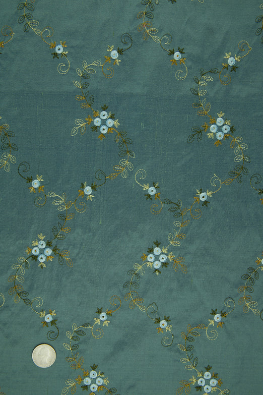 Embroidered Dupioni Silk MED-164/9 Fabric