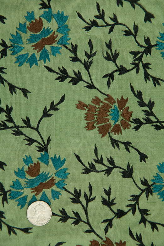 Embroidered Dupioni Silk MED-183/9 Fabric