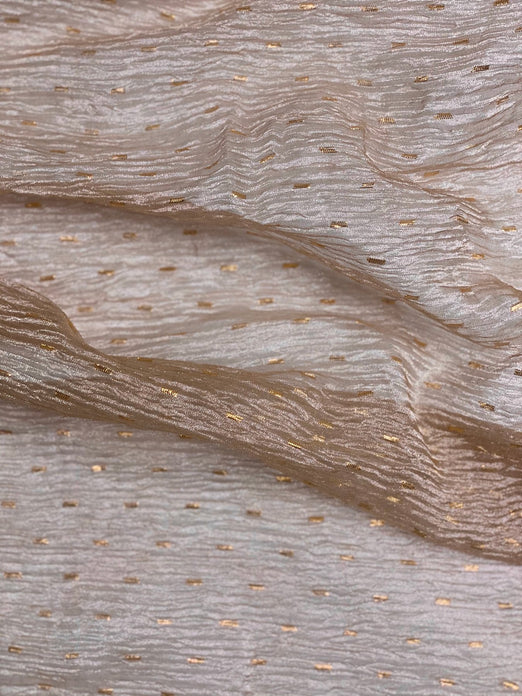 Light Gold Speckled Metallic Crushed Organza Fabric
