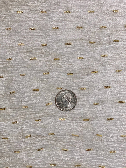 Cream Speckled Metallic Crushed Organza Fabric