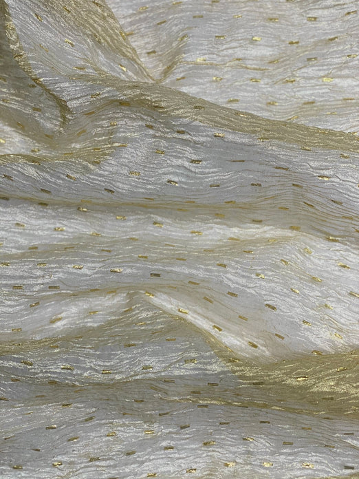 Light Gold Speckled Metallic Crushed Organza Fabric
