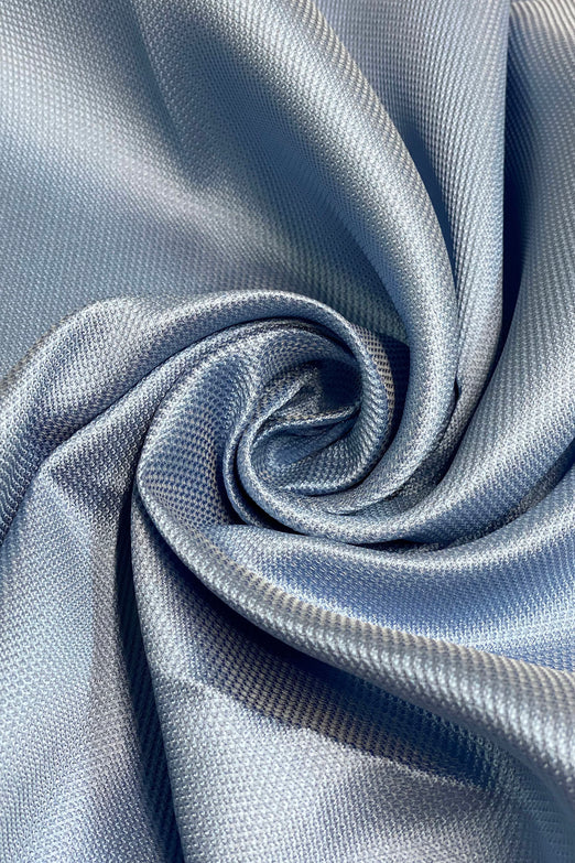 Placid Blue Italian Silk Blend Mikado Pique Fabric
