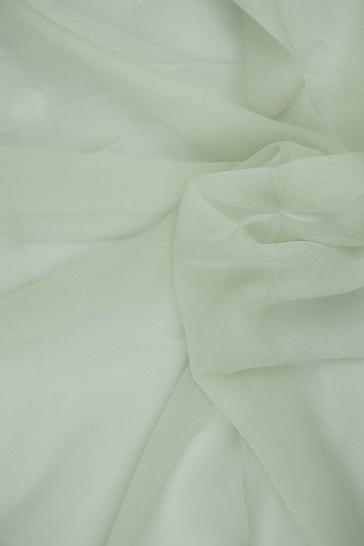 Silver Green Silk Chiffon Fabric