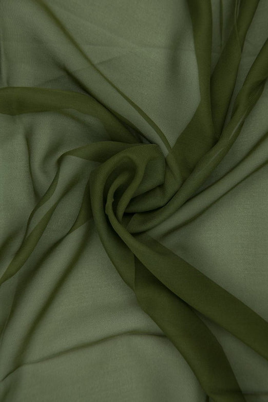 Olive Branch Silk Chiffon Fabric