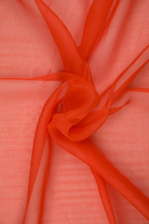 Red Orange Silk Chiffon Fabric