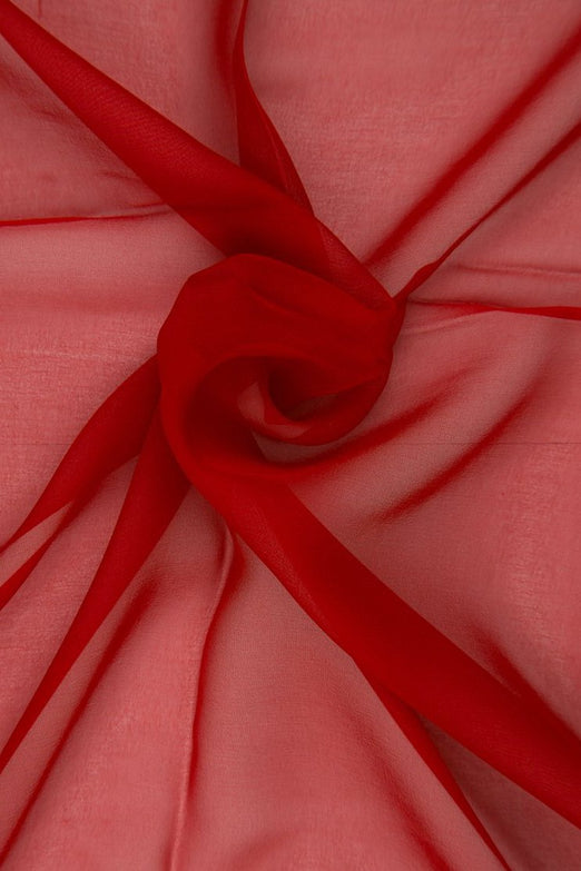 Ribbon Red Silk Chiffon Fabric