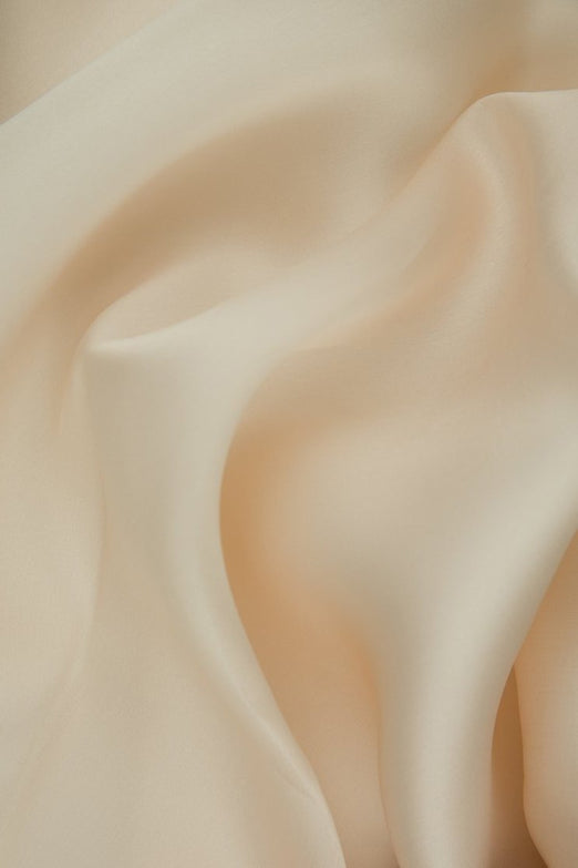 Frosted Almond Silk Satin Face Organza Fabric