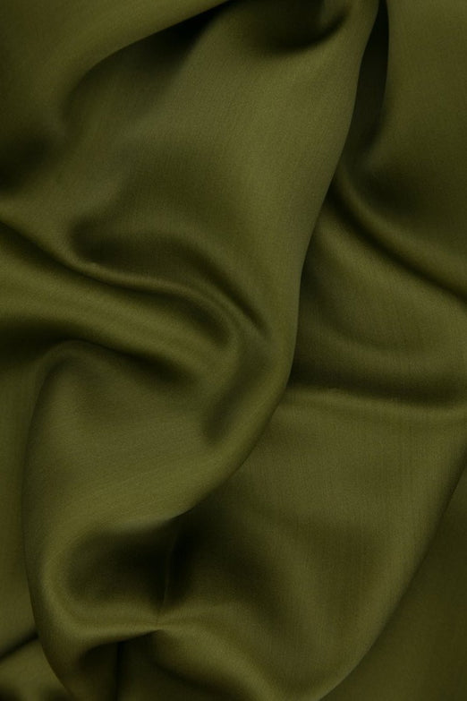 Fir Green Silk Satin Face Organza Fabric