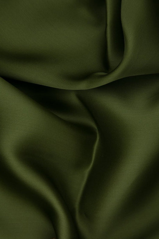 Olive Branch Silk Satin Face Organza Fabric