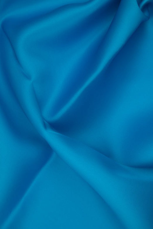 Blue Atoll Silk Satin Face Organza Fabric