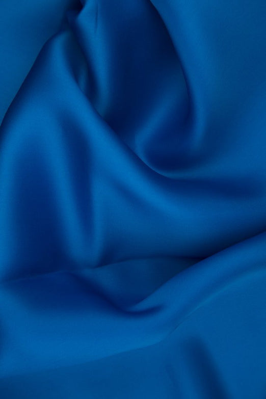 Diva Blue Silk Satin Face Organza Fabric