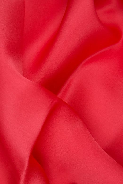 Sugar Coral Silk Satin Face Organza Fabric