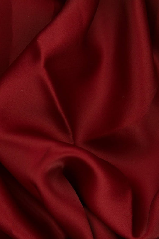 Garnet Red Silk Satin Face Organza Fabric