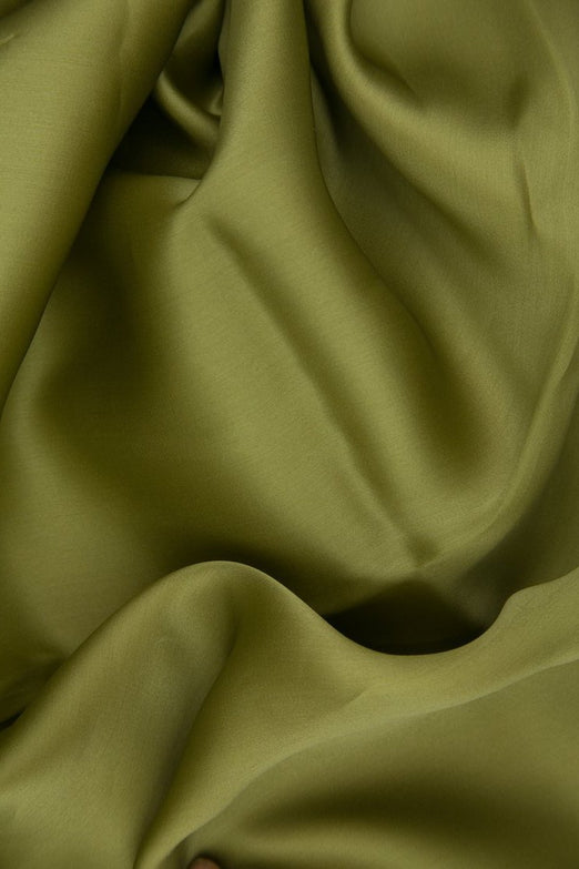Khaki Silk Satin Face Organza Fabric