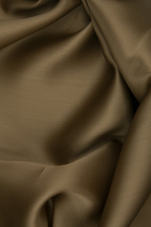 Tobacco Brown Silk Satin Face Organza Fabric