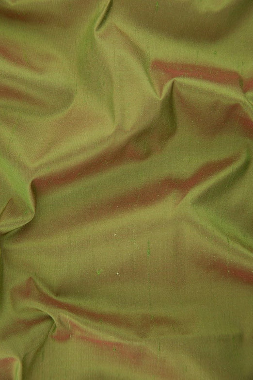 Iridescent Green Red Silk Shantung 54" Fabric