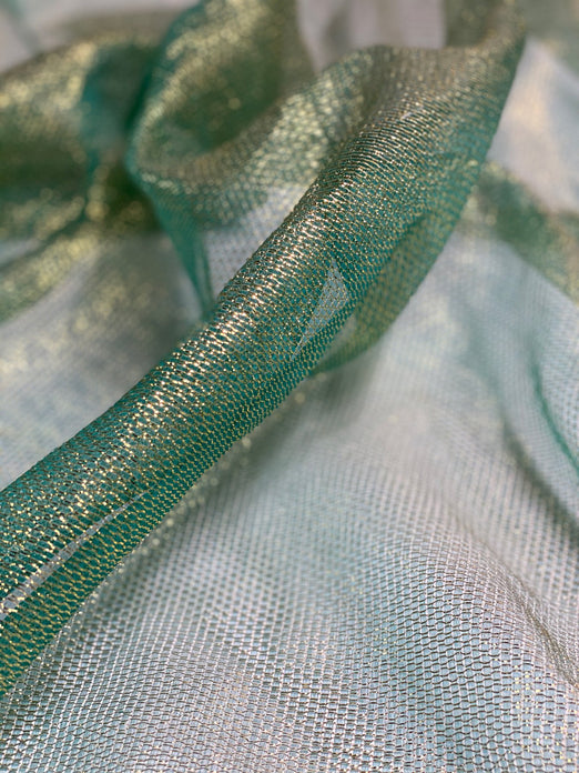 Green Silk Metallic Mesh Fabric