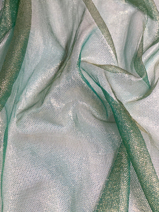 Green Silk Metallic Mesh Fabric