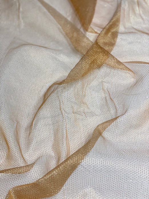Matte Gold Silk Metallic Mesh Fabric