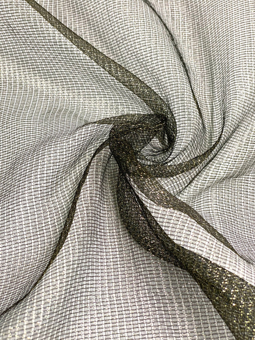 Gray Silk Metallic Mesh Fabric