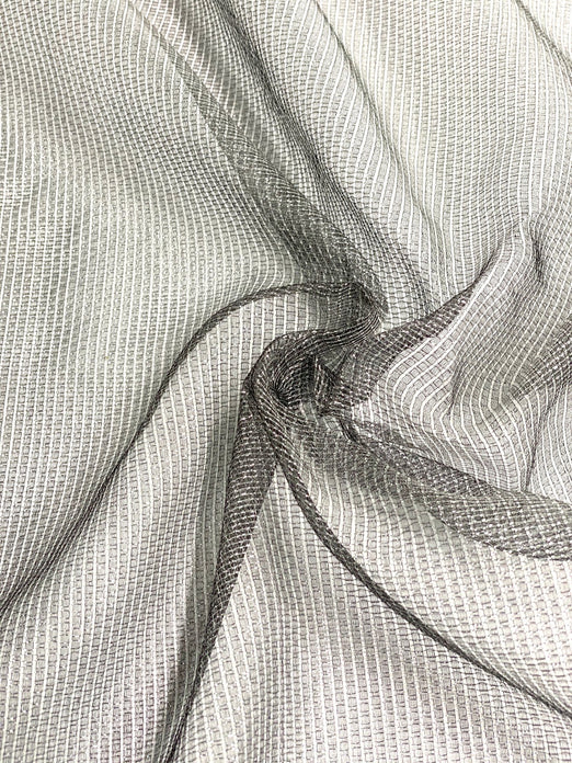 Gray Silver Silk Metallic Mesh Fabric