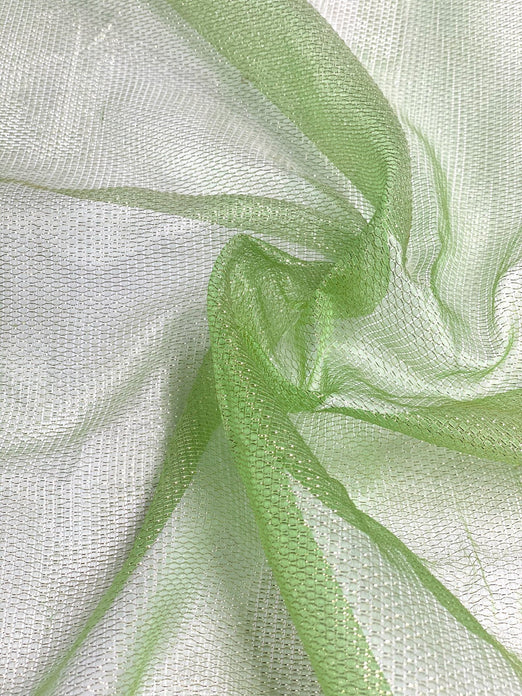 Lime Silk Metallic Mesh Fabric