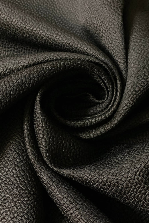 Black Silk & Wool Hammered Satin