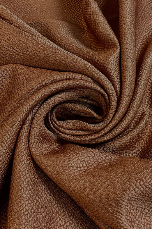 Cognac Brown Silk & Wool Hammered Satin
