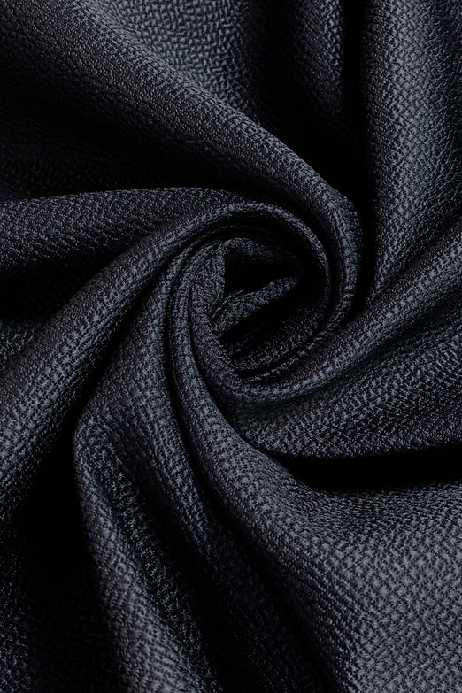Navy Silk & Wool Hammered Satin