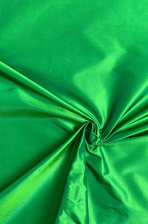 Iridescent Forest Green/Neon Green Taffeta Silk Fabric