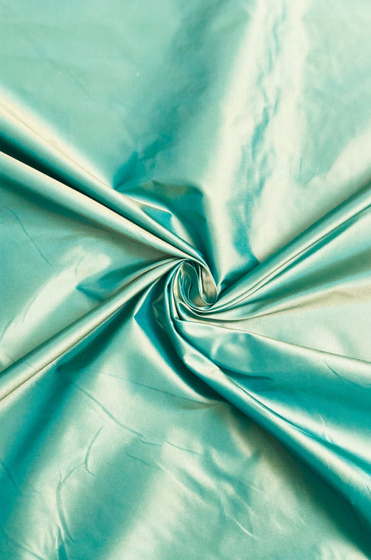 Iridescent Nile Blue/Beige Taffeta Silk Fabric